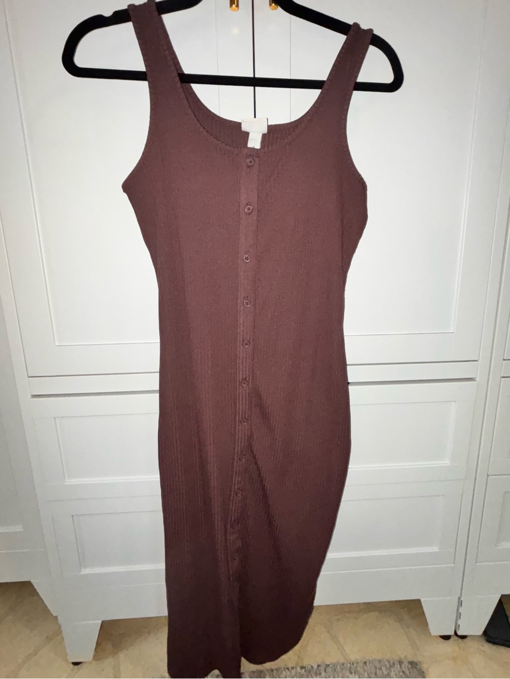 A New Day - Button Up Ribbed Bodycon Midi Dress